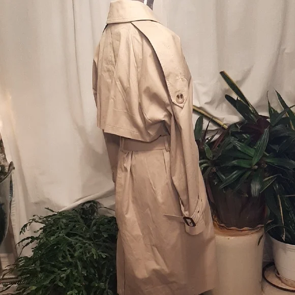 NWT Badgley💝Mischka DOUBLE BREASTED Classic Tan Trench Coat Sz L - Picture 8 of 16